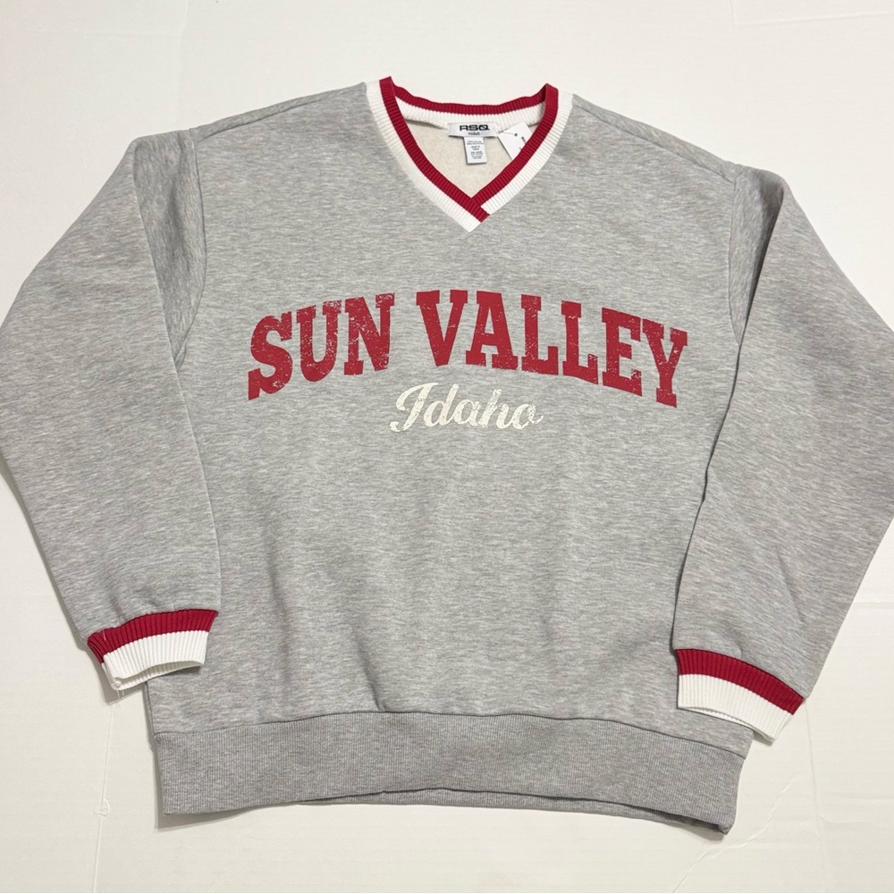 RSQ Gray Sweatshirt with Red and White Details